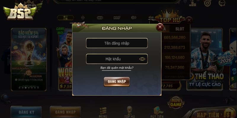 Trang chủ Hướng dẫn thao tác đăng nhập B52club