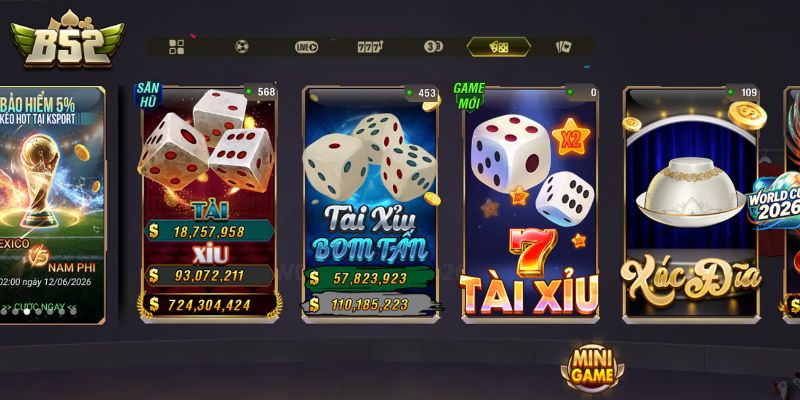Những sảnh game tài xỉu B52 hấp dẫn không thể bỏ qua